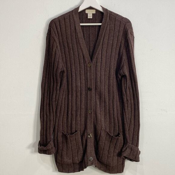 J.Jill Vintage Ribbed Cardigan Grandpa Sweater Women's Medium - Picture 1 of 11
